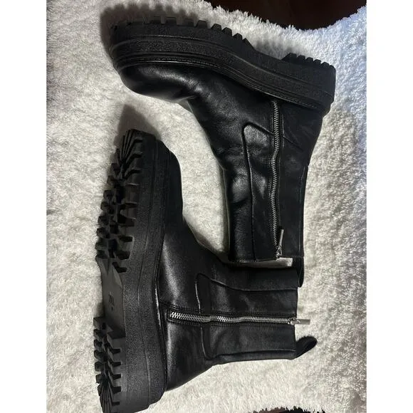 Zara Womens Chunky Platform Mid-Calf Boot Size 39 Or Size 8