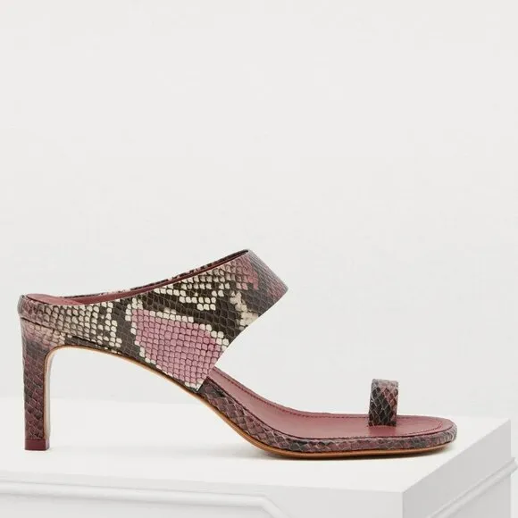 Zimmermann Snake-effect Toe Strap Leather Heeled Sandals